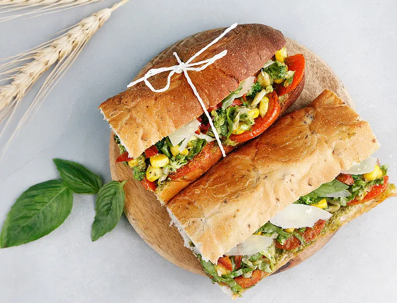 Broccoli, Corn & Basil Pesto Sandwich