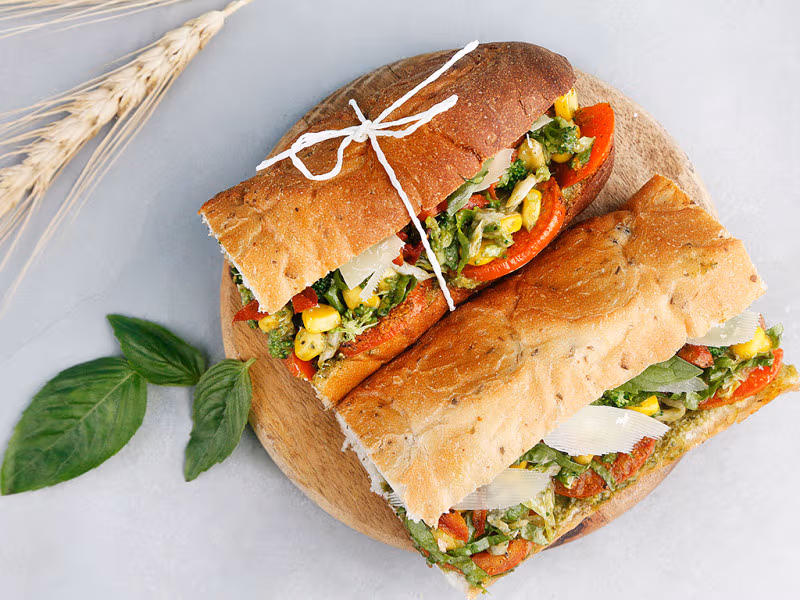 Broccoli, Corn & Basil Pesto Sandwich